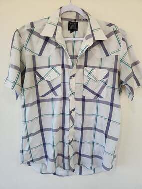 Vintage Rock Creek Ranch Western Pearl Snap Shirt Sz L Striped Collared Purple